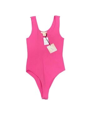347. NWT Women’s Hot Pink Ribbed Tank Bodysuit Size L